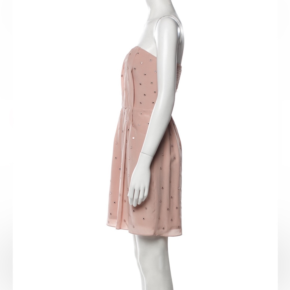 REBECCA TAYLOR SIZE 0 blush pink strapless mini dress w mirrored polka dots - Picture 4 of 5